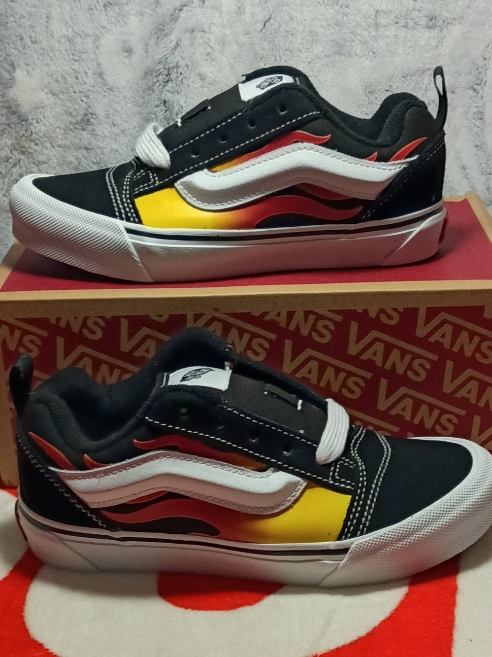 Vans Kids Flame-Print Old Skool Skate Shoes - Black/Yellow/Red